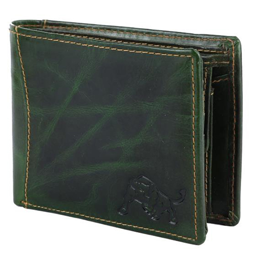Green Textured Designed Leather Wallet - Leather Material, Various Sizes Available | Modern Style, Folded Design for Convenience