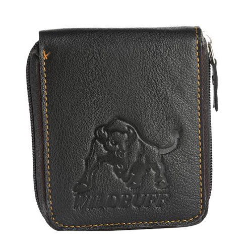 Mens Zipper Leather Wallet - Modern Design, Black Color | Genuine Leather Material, Durable Zipper Closure