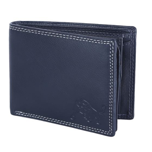 Mens Wallet - Leather, Folded, Blue | Plain Design, Durable Construction, Stylish and Functional