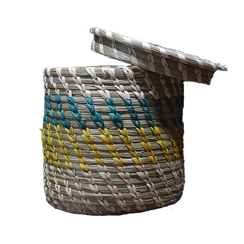 Sabai Grass Handcrafted Round Box Length: 4.5 Inch (In)