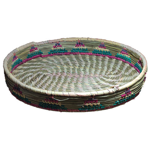 Grey-multicolour Sustainable Handmade Natural Sabai Grass Tray