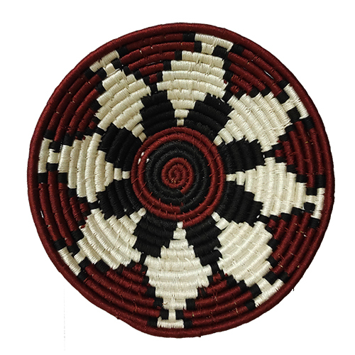 Maroon-Multicolour Handicraft Sabai Grass Indian Craft Tradition Wall Plate