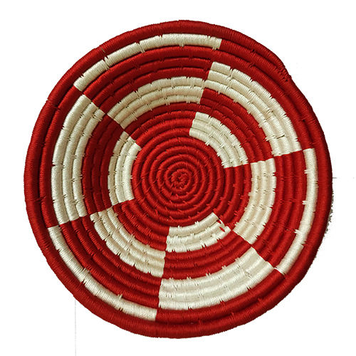 Red-off White Handmade Art Sabai Grass Wall Plate