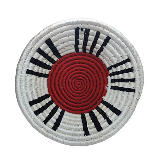 White-black-maroon Handicraft Sabai Grass Designer Wall Plate