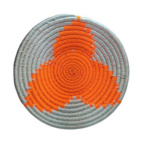 Grey-orange Decorative Handicrafted Sabai Grass Wall Plate