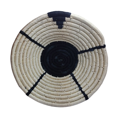 White-Black Handicrafted Sabai Grass Wall Plate