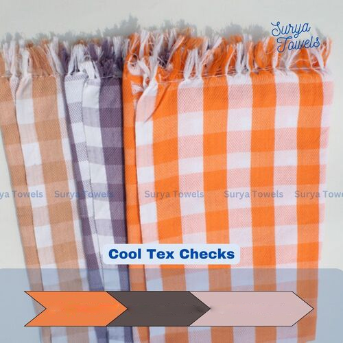 Cool Tex Checks Cotton Bath Towels 30 x 60 Inches - 100% Cotton, Rectangular Shape, Multicolor Design, Soft Touch, Quick Dry, High Water Absorbency