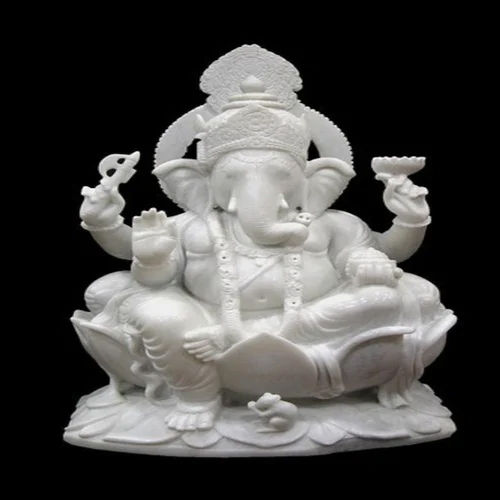 Durable Antique White Marble Ganesh Statue