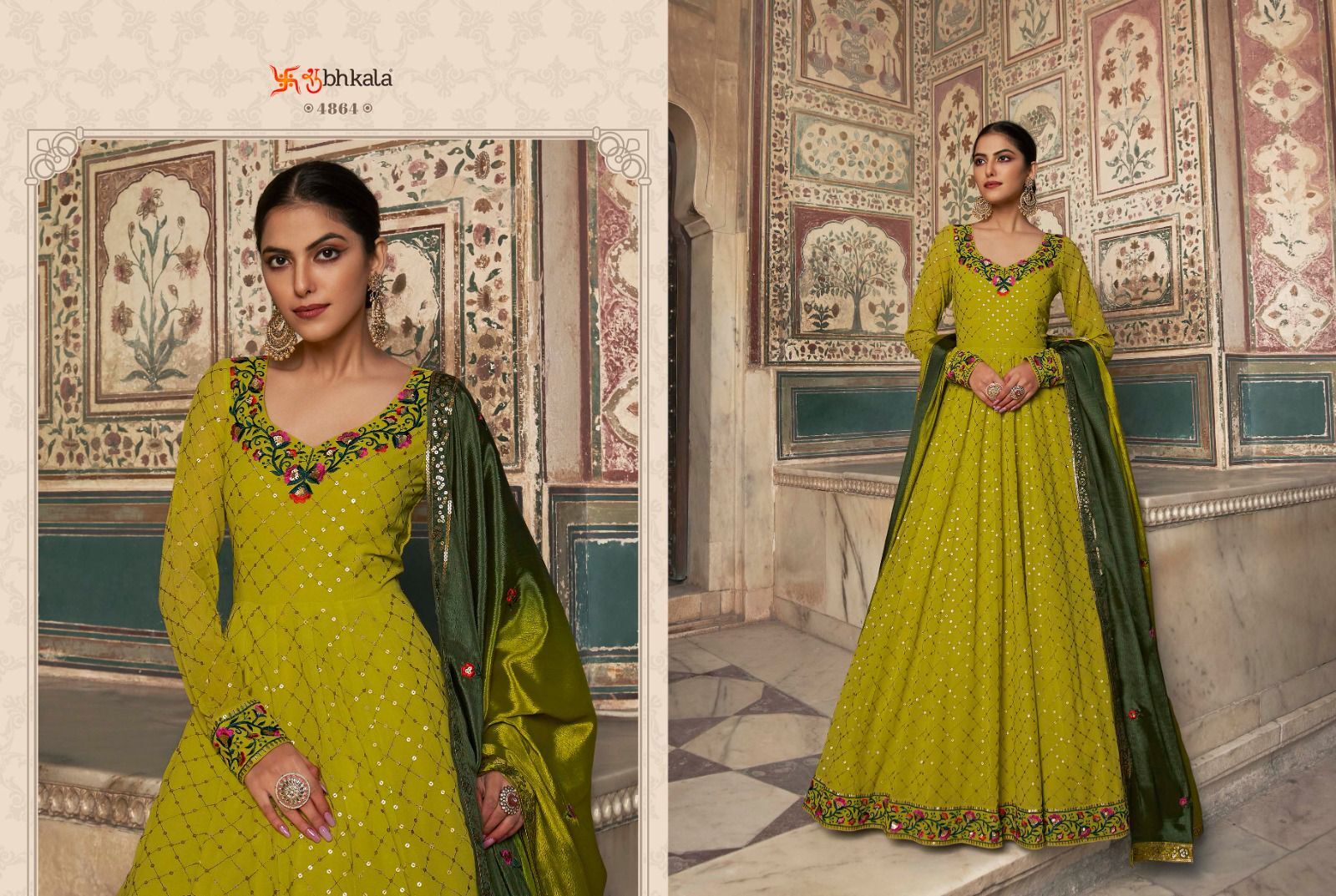 Embroidered Stitched New Long Gown with Dupatta