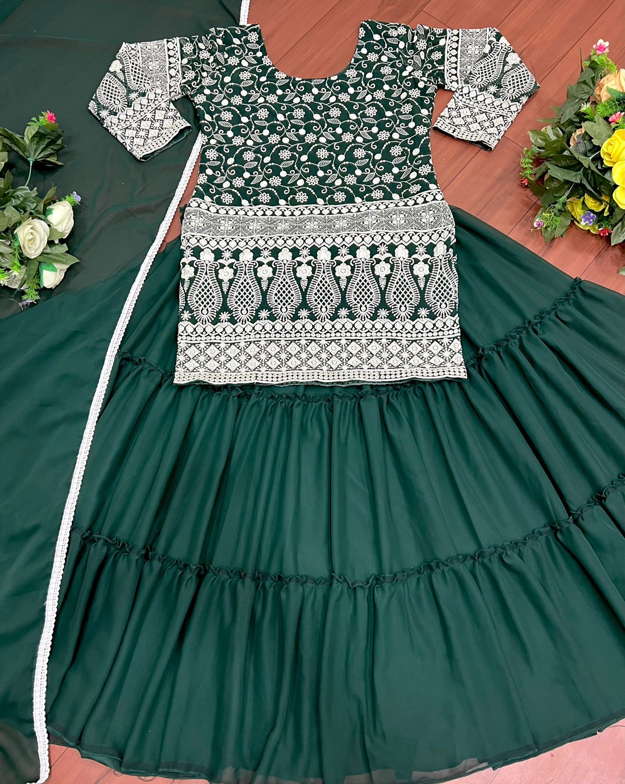 Fox Georgette  Fency Embroidery Work Sleeves Salwar Suit