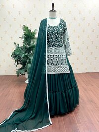 Fox Georgette  Fency Embroidery Work Sleeves Salwar Suit