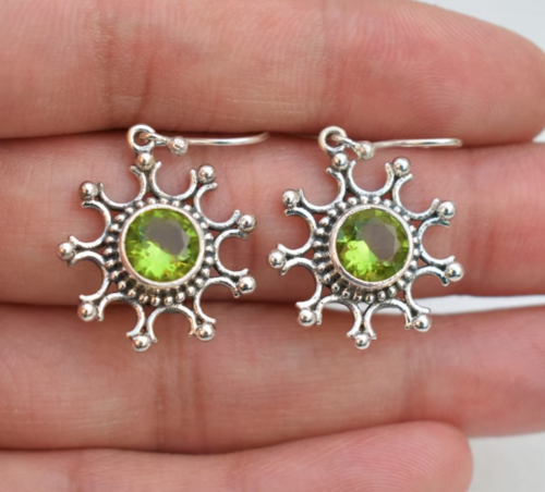 Sterling silver 92.5 % Peridot Silver Earings