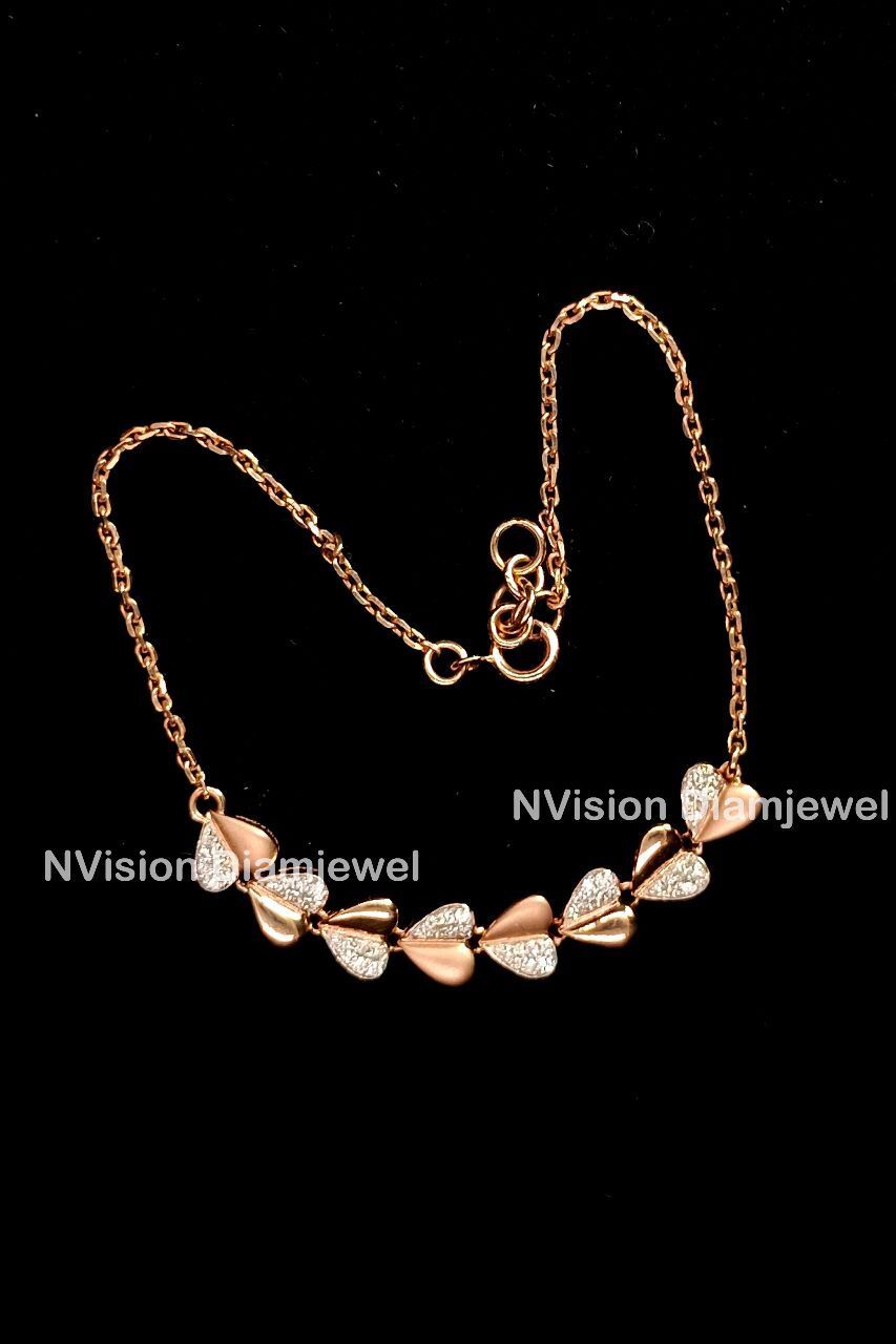 Rose Gold Light Weight Natural Diamond Love Bracelet