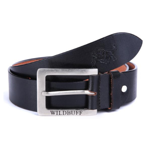 Plain Leather Belt - Black Leather, Male Size, Plain Style | Durable Material, Includes Warranty For Peace Of Mind