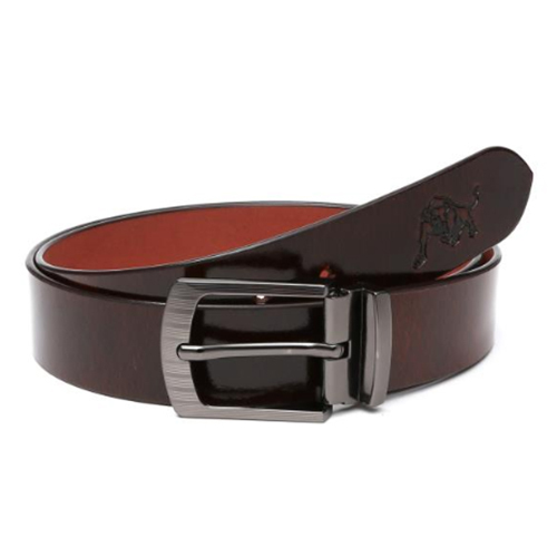Genuine Brown Leather Belt - Leather Material, Male Style; Plain Design for Versatile Wardrobe Integration