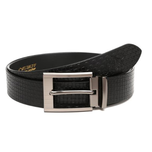 Textured Black Leather Belt - Genuine Leather Material, Ideal for Male Use | Stylish Textured Design