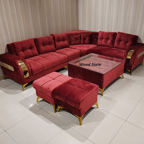 Luxury 7 Seater Red Sofa Set With Center Table