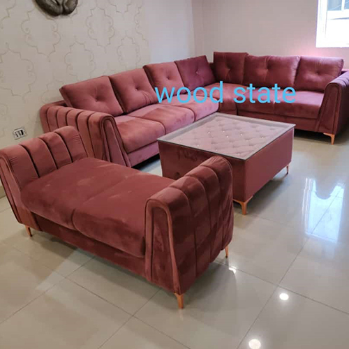 L Type Wooden Seven Seater Sofa Set