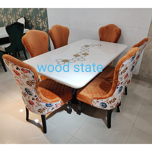 Modern Marble 6 Seater Dining Table Set