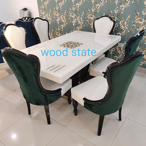 Machine Made Rectangular 6 Seater Dining Table Set