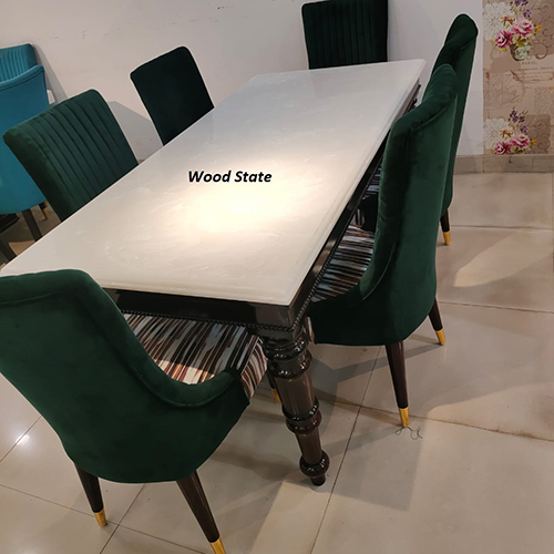 Marble Top 6 Seater Dining Table Set