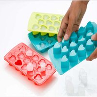Heart Shape Ice Cube Tray (1133) - Plastic Material, 20x10x5 Cm Size, Multi/assorted Color | Perfect For Creative Ice Shapes