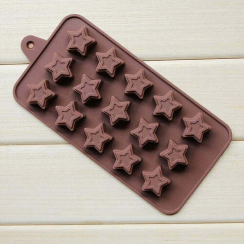 Food Grade Non-Stick Reusable Silicone Star Shape 15 Cavity Chocolate Molds / Baking Trays (1189)