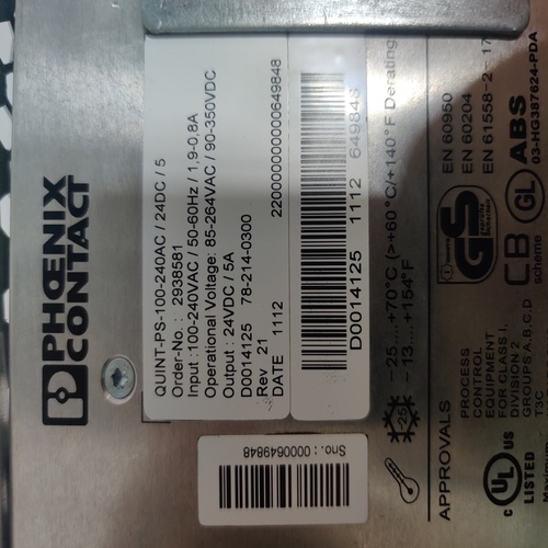 PHOENIX CONTACT PS-100-240AC/24DC/5 POWER SUPPLY UNIT