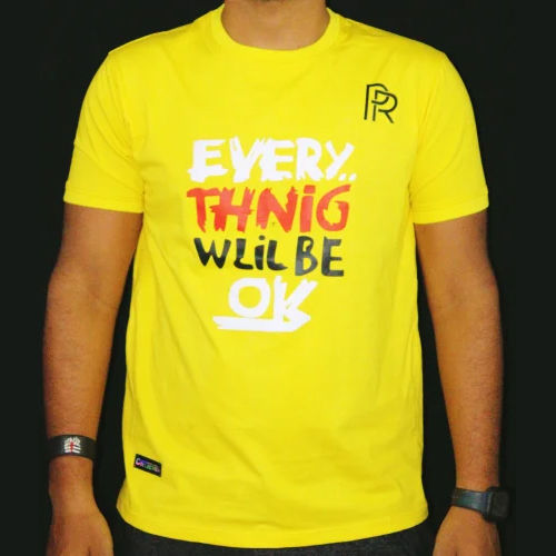 Yellow Color Printed Men T Shirts