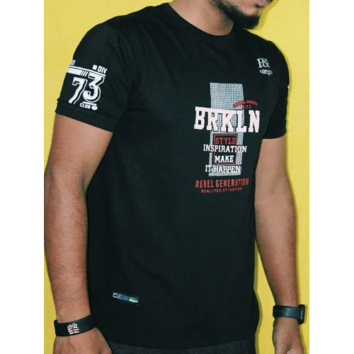 Mens Printed Black T Shirts