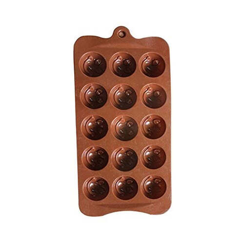 Brown Food Grade Non-Stick Reusable Silicone Smile Shape 15 Cavity Chocolate Molds / Baking Trays (1188)