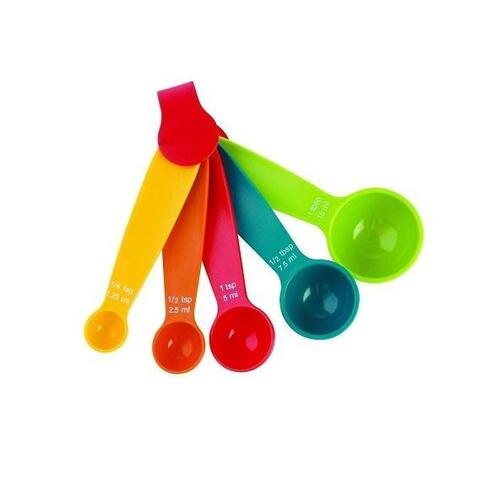 Plastic Measuring Spoons - Set of 5 (0730) - Plastic Material, 18x3x5 cm Size, Multi/Assorted Color | Perfect for Accurate Measuring in Various Cooking Tasks