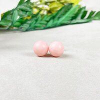 Pink Opal Gemstone 8mm Round Shape 925 Sterling Silver Stud