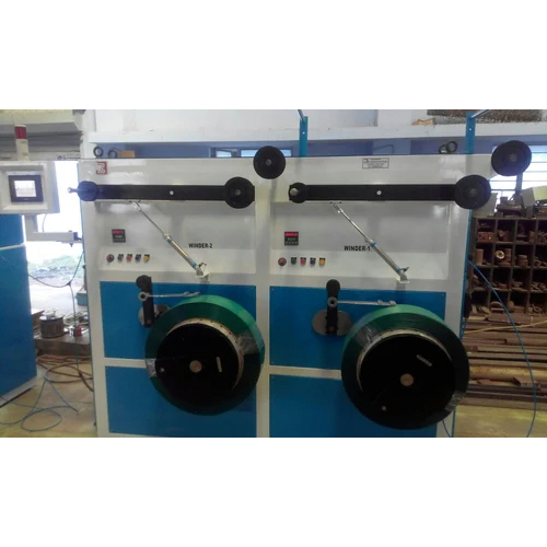 Blue & White Pet Strap Plc Winder Machine