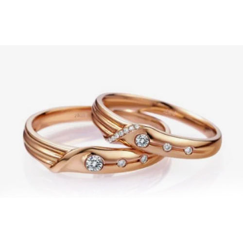 Golden Color Designer Couple Diamond Ring