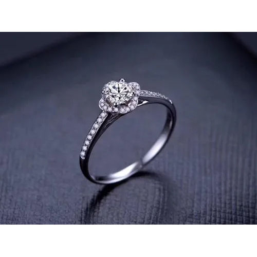 Moissanite Wedding Ring, Gold Luxury Flower Engagement Ring