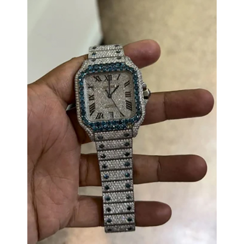 Luxury Men's Iced-Out Diamond Chronograph Watch
