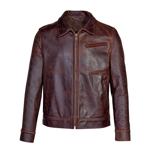 Brown Three Pockets Leather Jacket