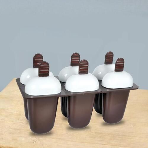 Multi / Assorted Plastic Ice Candy Maker Kulfi Maker Moulds Set With 6 Cups (Multicolour) (1148)