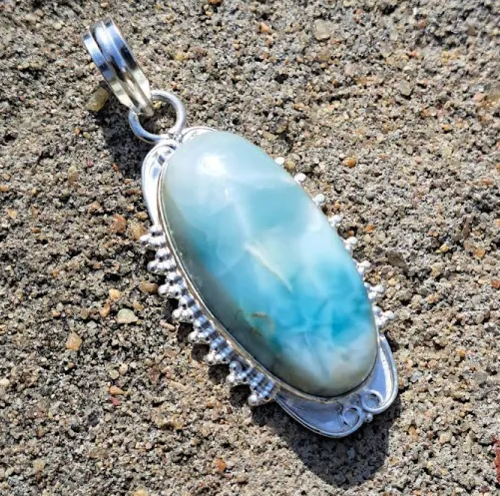 Sterling silver 92.5 % Larimar Cabochon Pendent