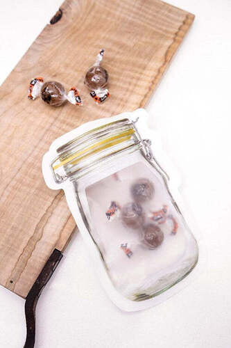 Reusable Airtight Seal Plastic Food Storage Mason Jar Zipper