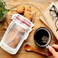 Reusable Airtight Seal Plastic Food Storage Mason Jar Zipper