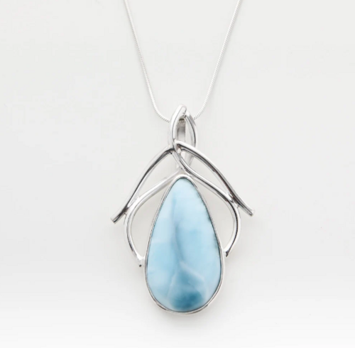 Sterling  silver 92.5 % Larimar Pendent (Design no 2)