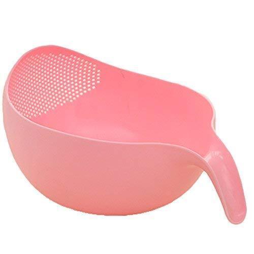 Rice Bowl Thick Drain Basket with Handle (0156) - Plastic Material, 25*17.5*8 cm Size, Multi/Assorted Color | Convenient Handle for Easy Draining