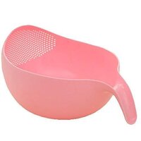 Rice Bowl Thick Drain Basket With Handle (0156) - Plastic Material, 25*17.5*8 Cm Size, Multi/assorted Color | Convenient Handle For Easy Draining