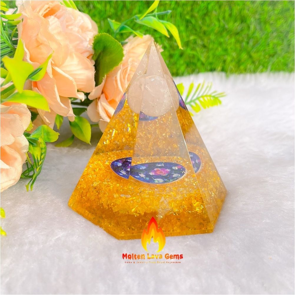 Orgone Yellow Quartz Hexagone Pyramid