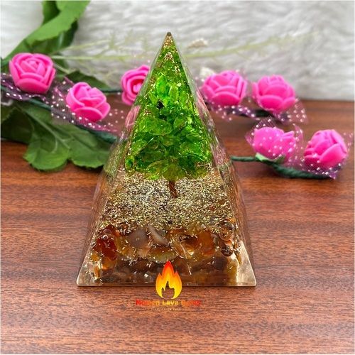 Green Natural Gemstone Orgone Pyramid Crystal Orgonite Tree Of Life Pyramids