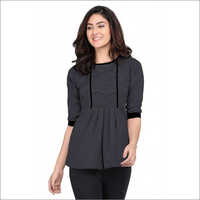Washable Women Rayon Stitched Grey Top