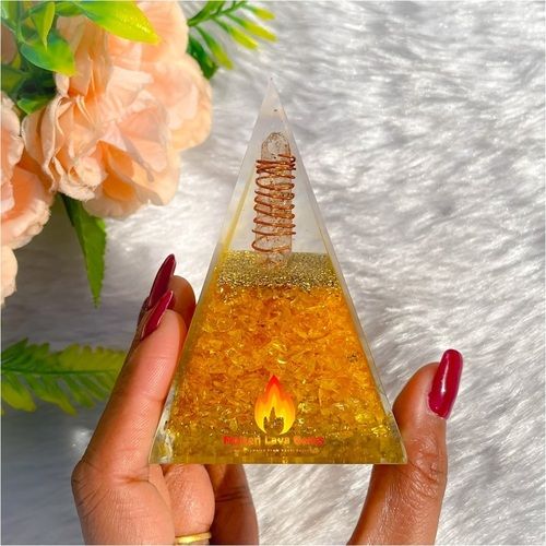 Polishing Natural Gemstone Orgone Pyramid Yellow Quartz Crystal Orgonite Pyramids