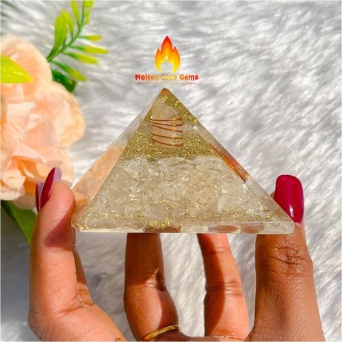 White Natural Gemstone Orgone Pyramid Clear Quartz Crystal Orgonite Pyramids